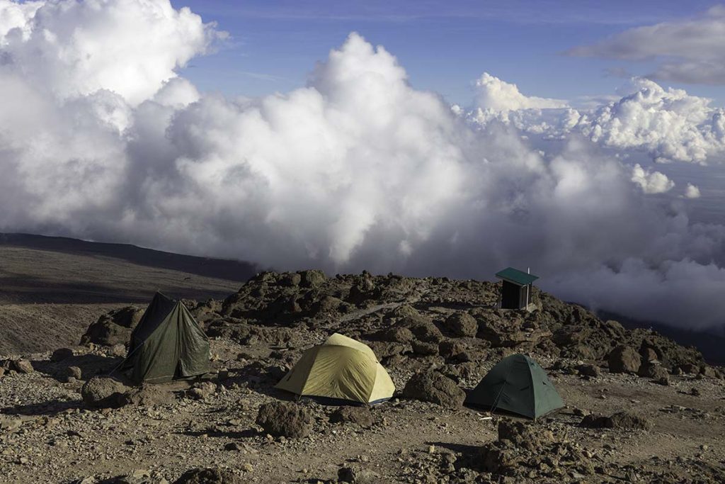 Kilimanjaro trek Shira camp in the clouds
